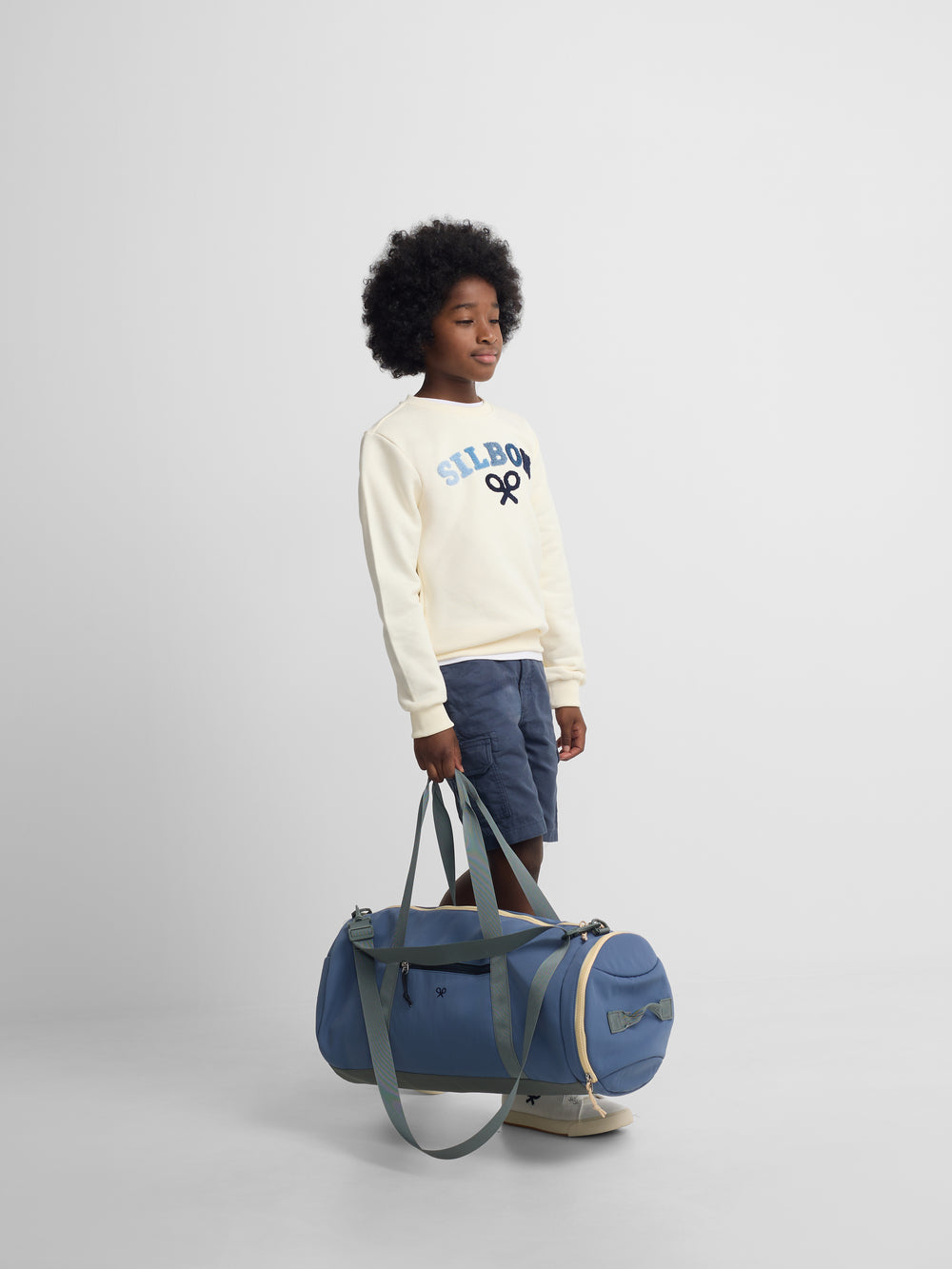 Sweat-shirt enfant Silbon raquette demi multicolore crème