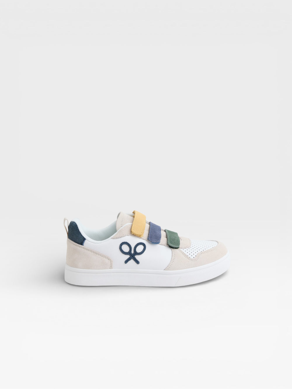 Cream multicolored velcro kids' shoe