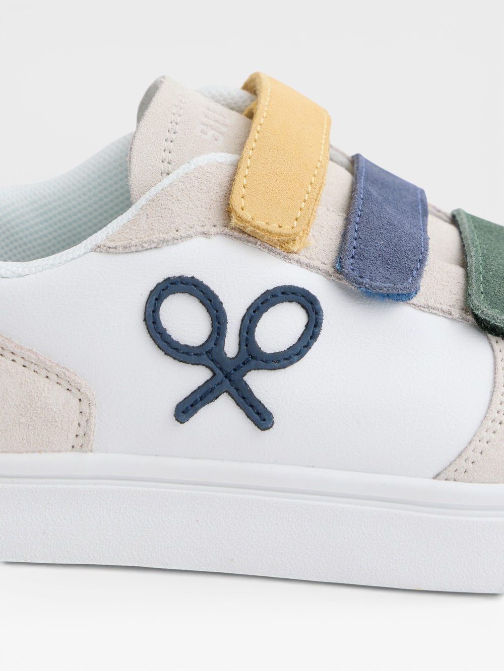 Cream multicolored velcro kids' shoe