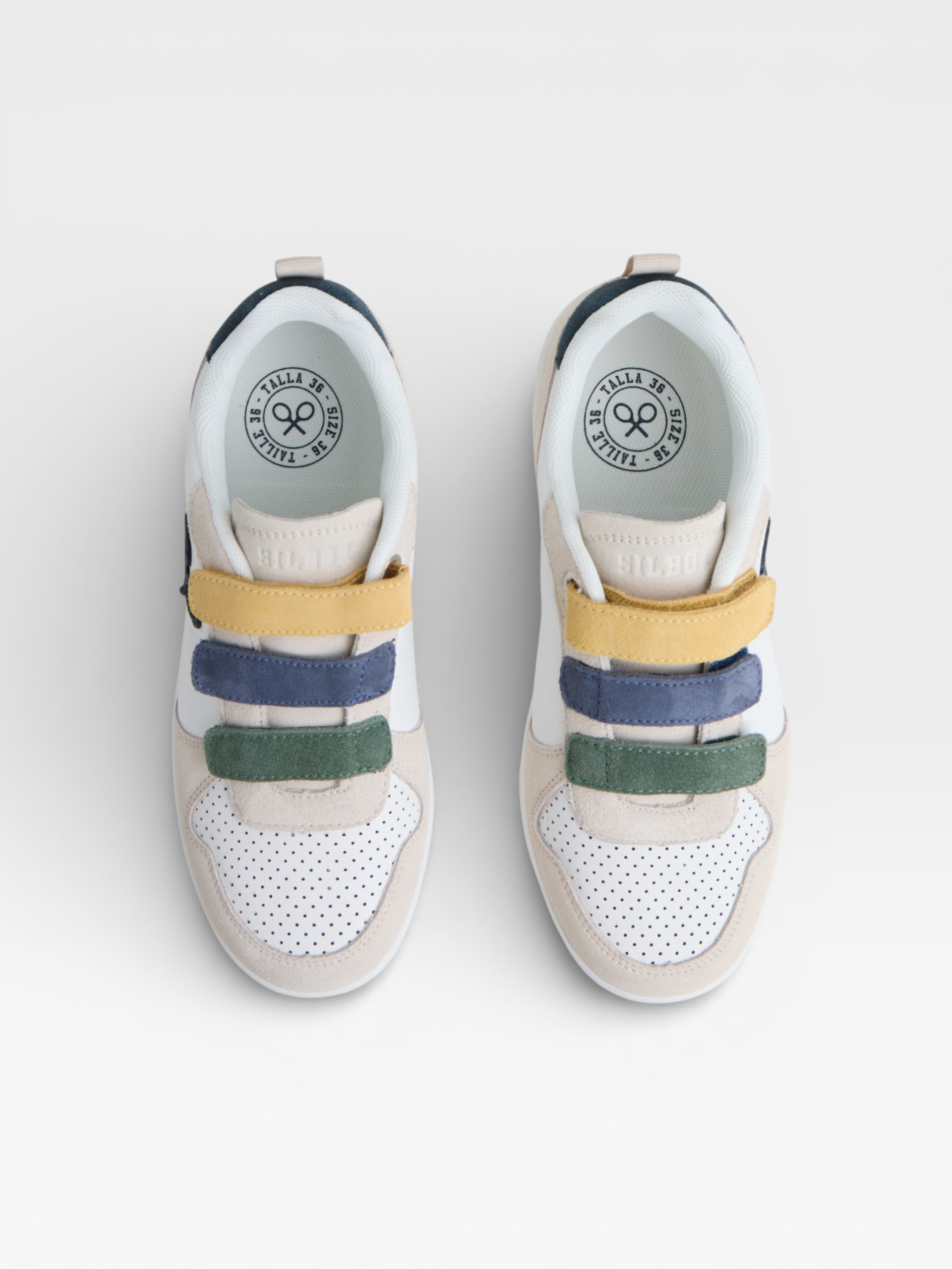 Cream multicolored velcro kids' shoe