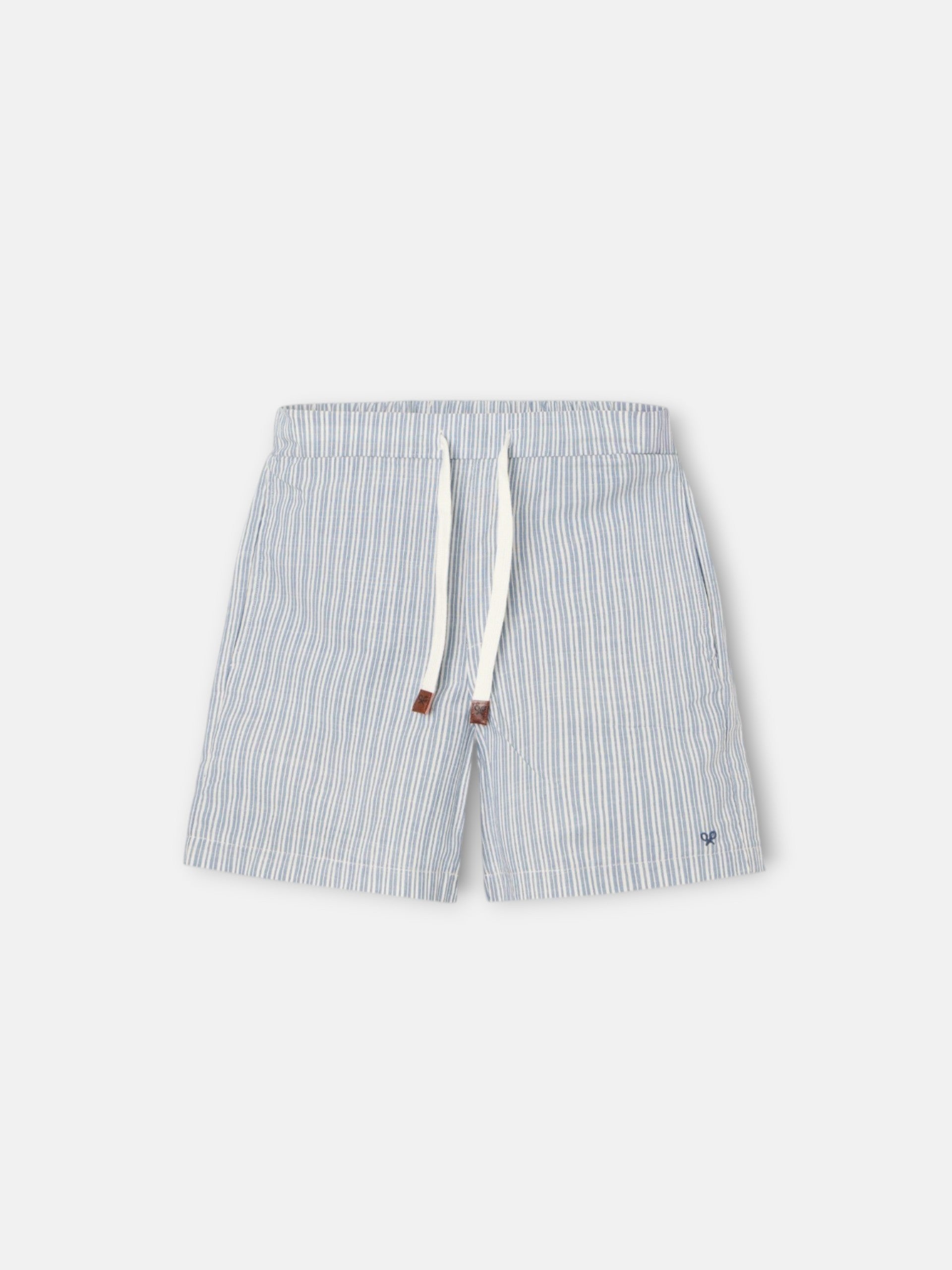 Pyjama court pour enfants avec poche à rayures bleu et gris