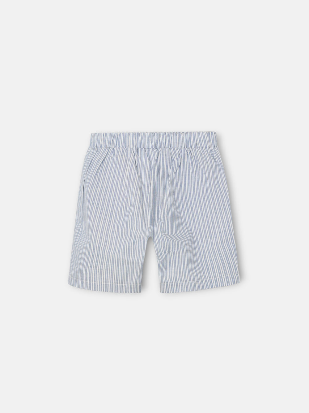 Pyjama court pour enfant, poche, rayures bleu-gris