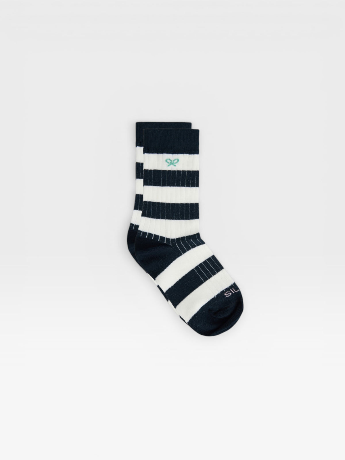 Meia infantil riscas largas branco azul