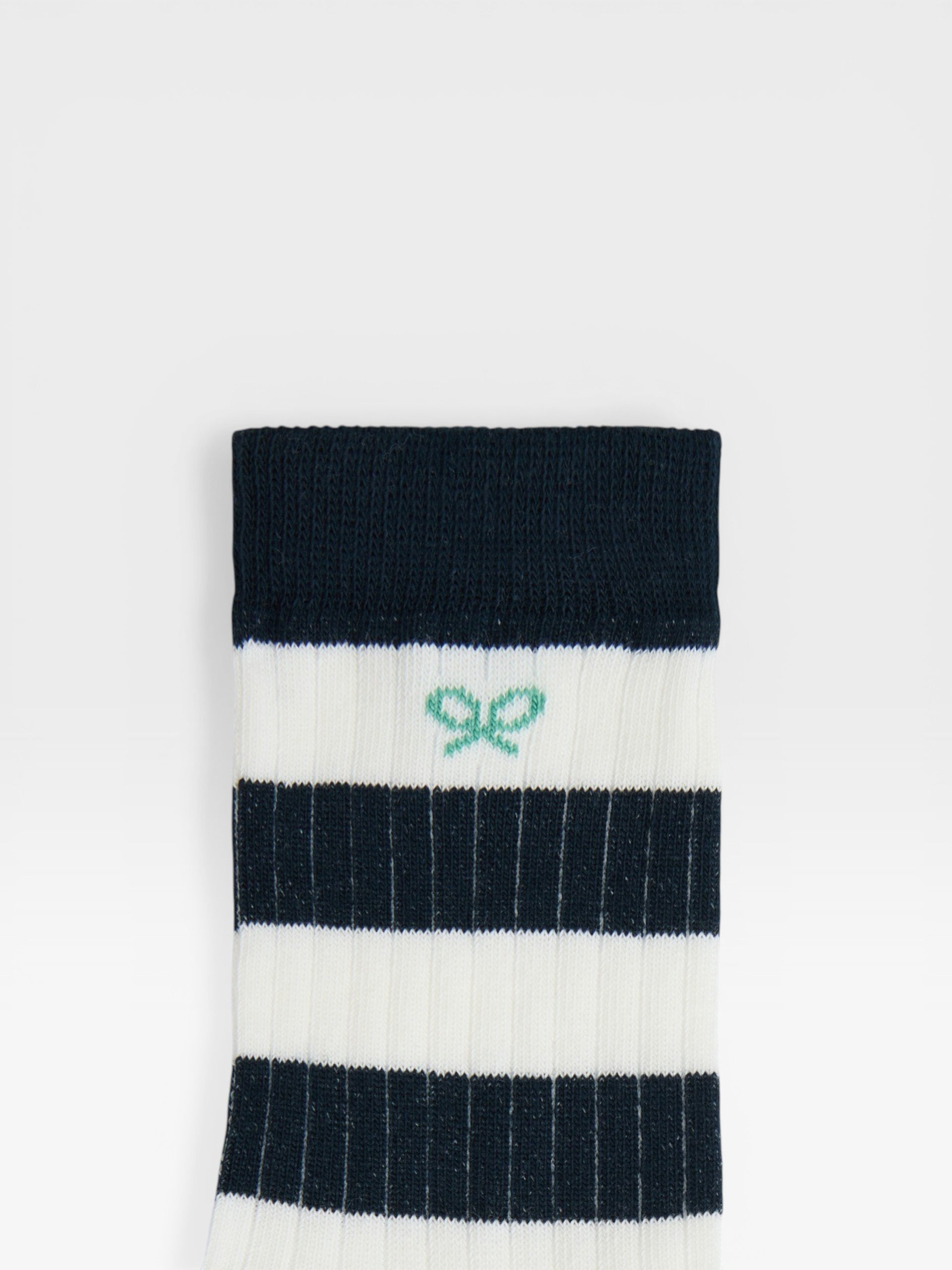 Chaussettes enfants rayures larges blanc bleu