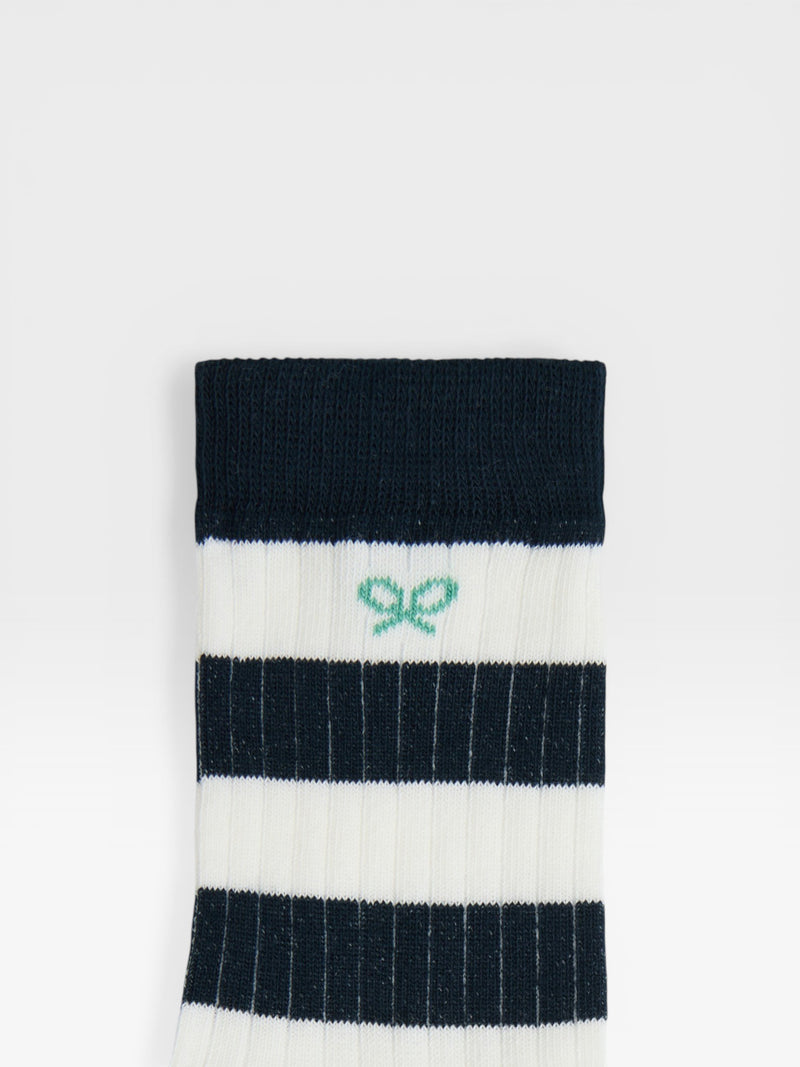 Calcetin kids rayas anchas blanco azul
