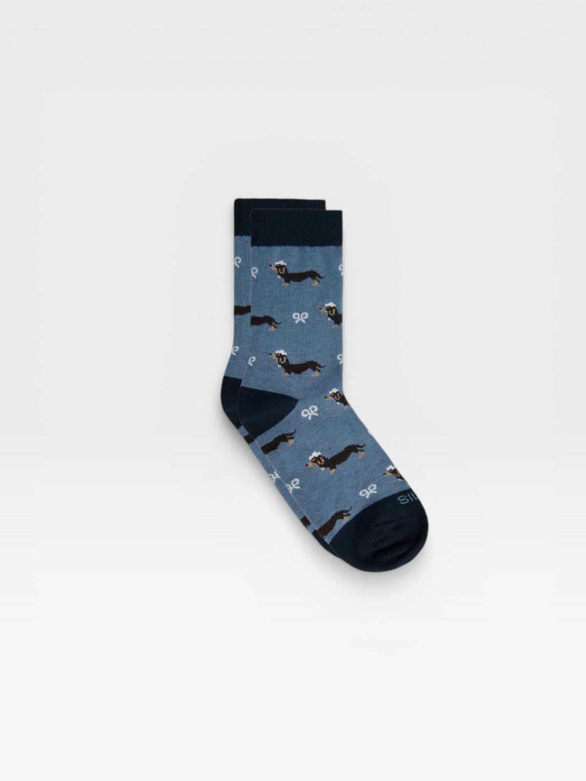 Meia kids doggy teckel azul