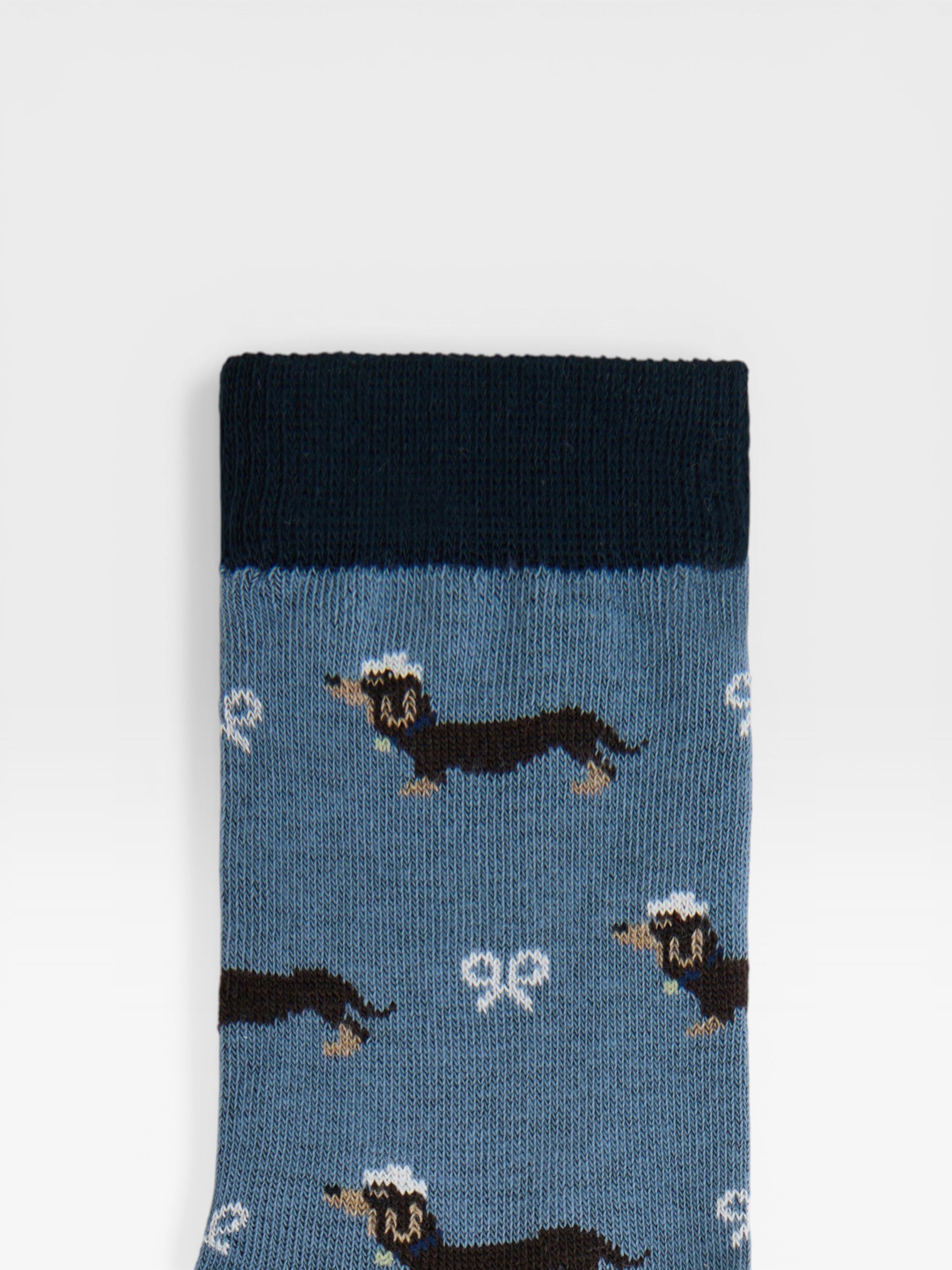 Chaussettes enfants doggy teckel bleu