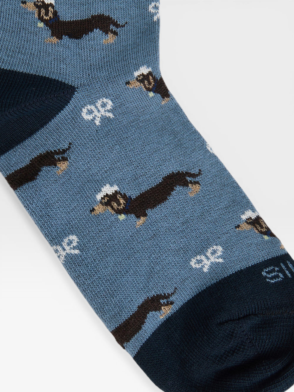 Chaussettes enfant chien teckel bleu