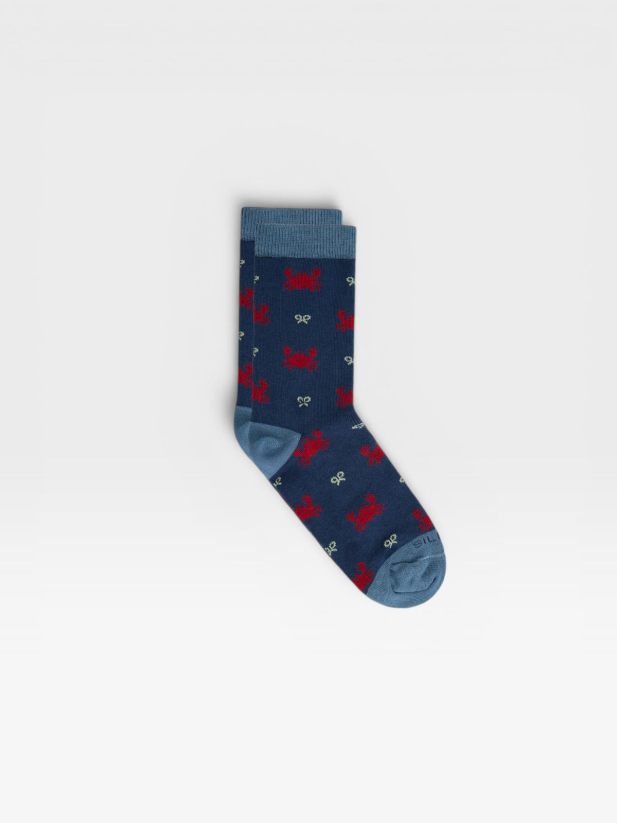 Kids socks with navy blue crabs
