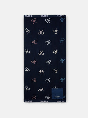 Serviette enfants multiraquettes poche bleu marine