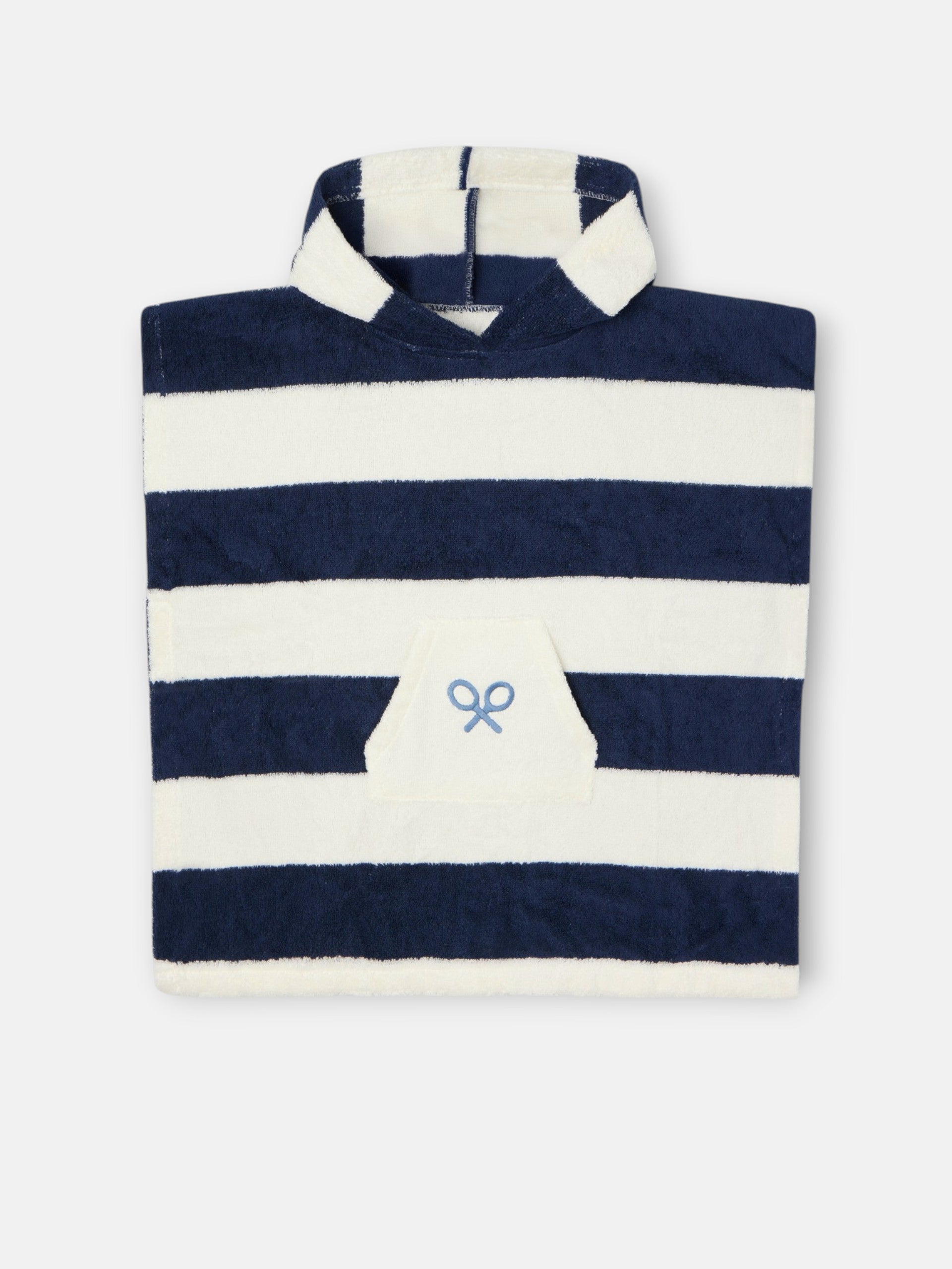 Poncho serviette enfant rayures horizontales marine