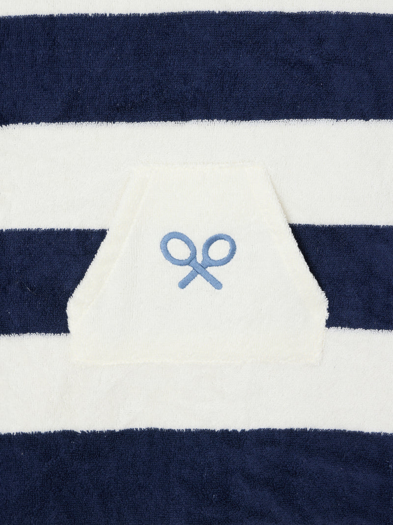Poncho serviette enfant rayures horizontales marine