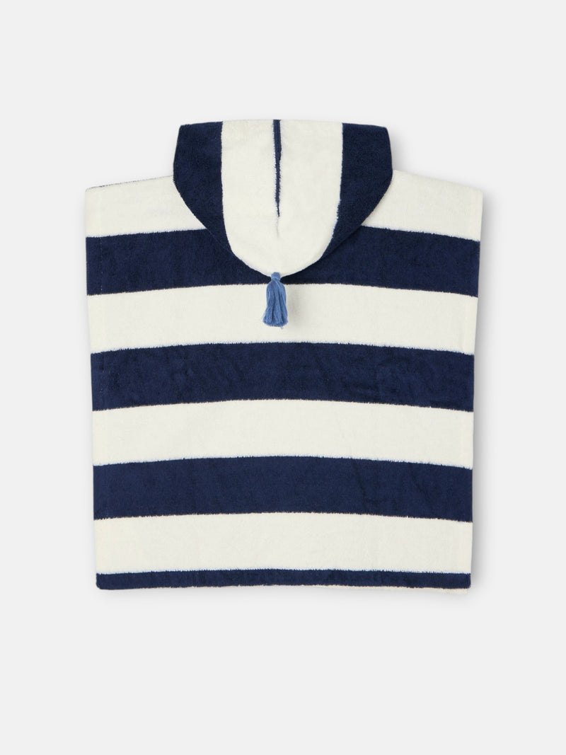 Poncho serviette enfant rayures horizontales marine