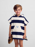 Poncho serviette enfant rayures horizontales marine