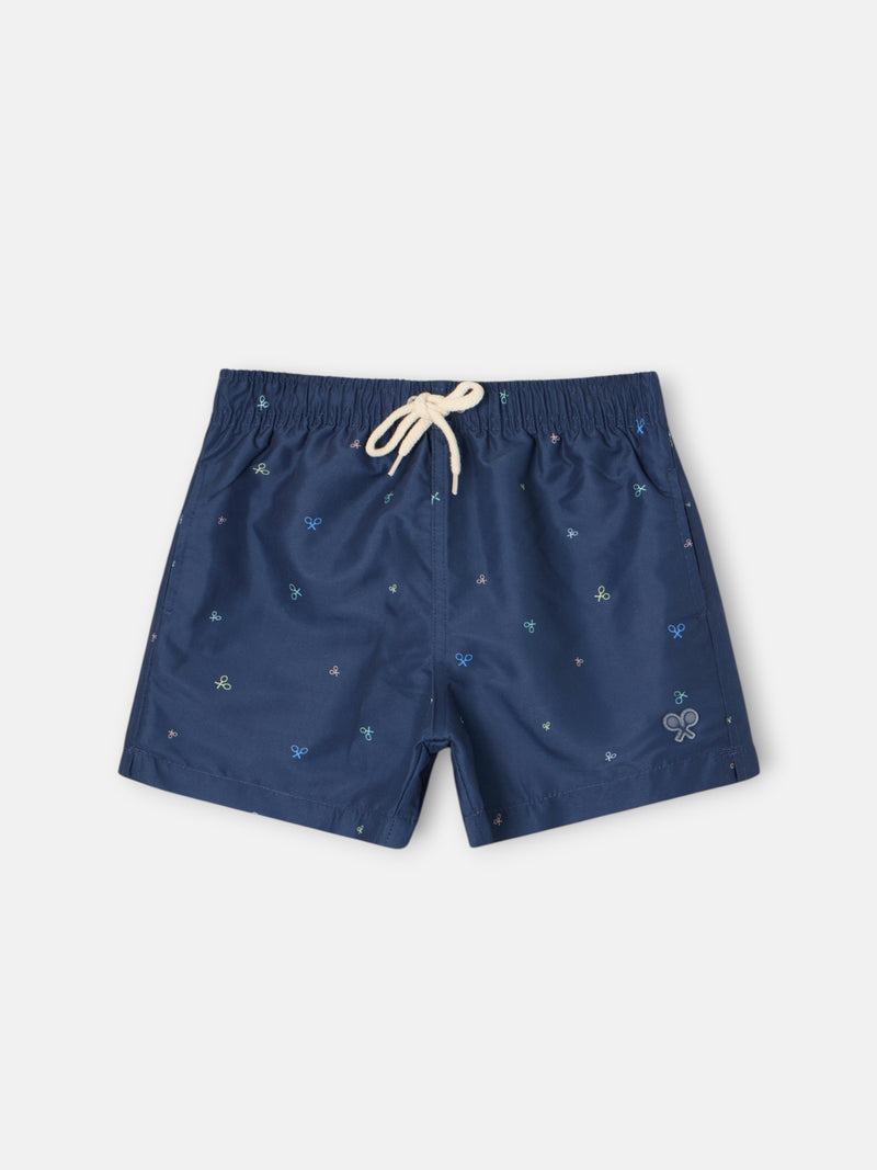Fato de banho infantil multiraquetes cores azul-marinho