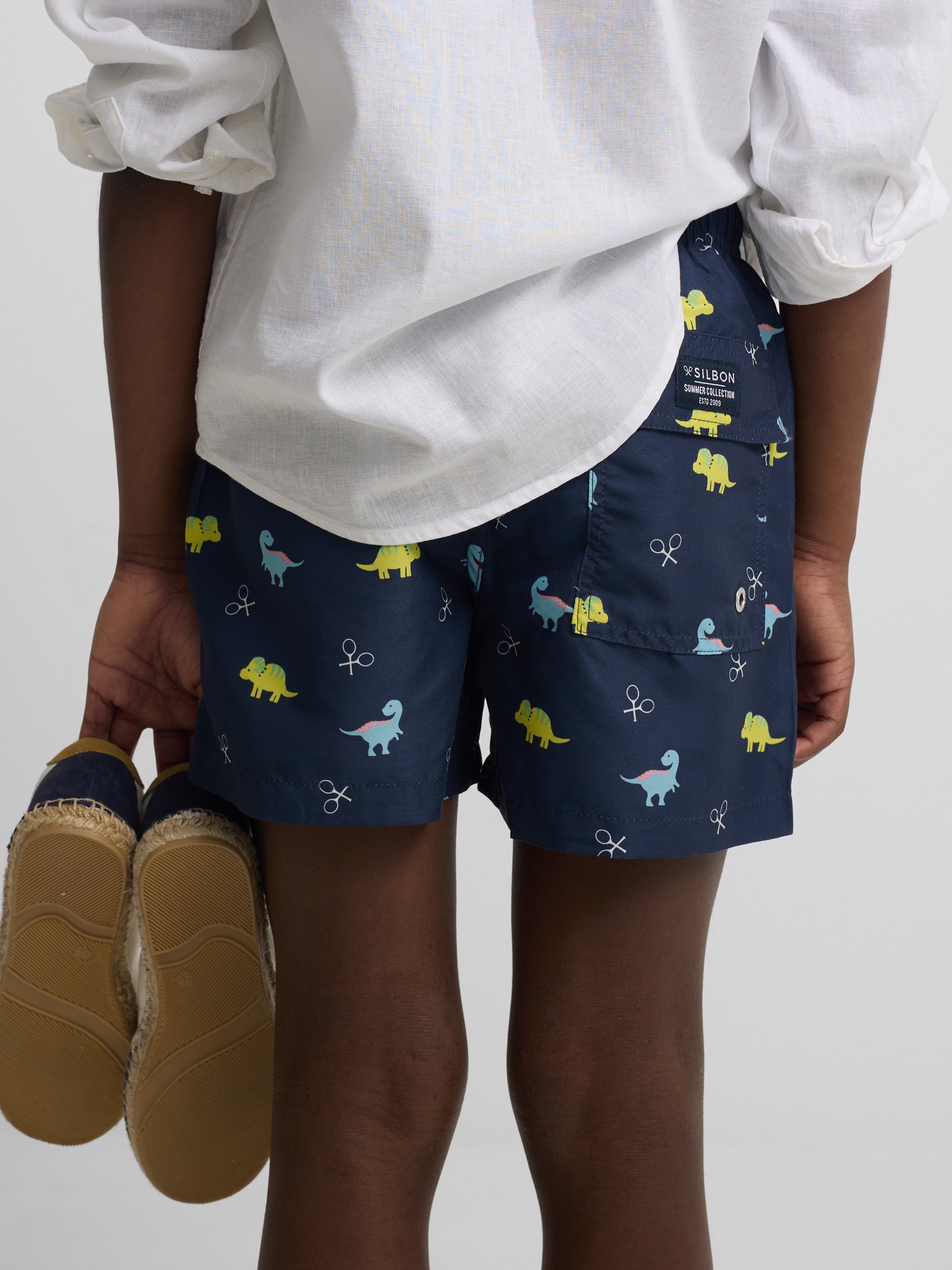 Bañador kids dinos azul marino