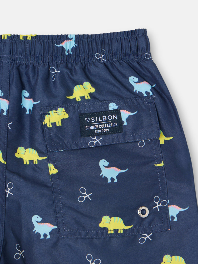 Fato de banho criança dinossauros azul-marinho