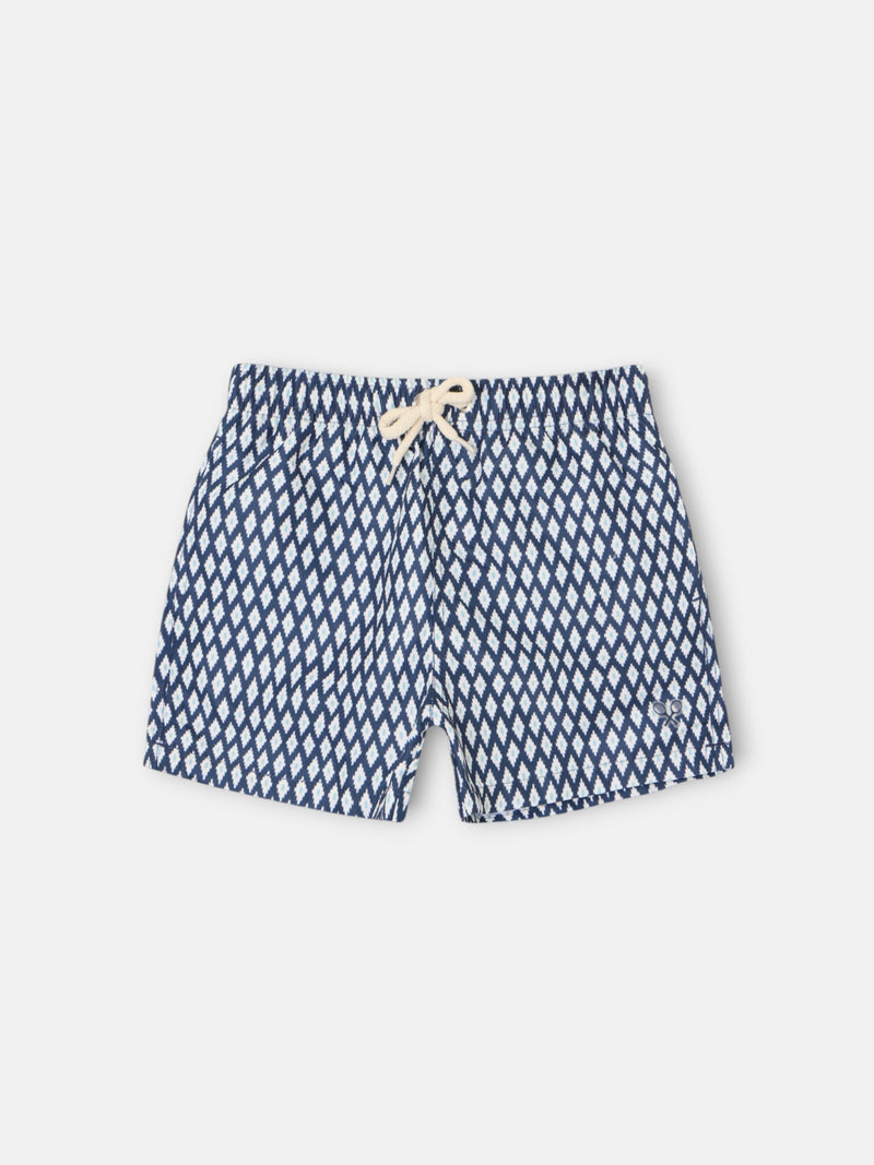 Fato de banho criança mini losangos azul-marinho