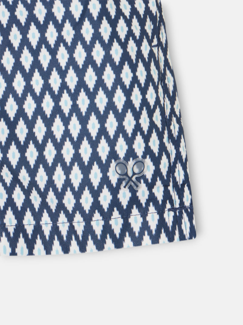 Fato de banho criança mini losangos azul-marinho