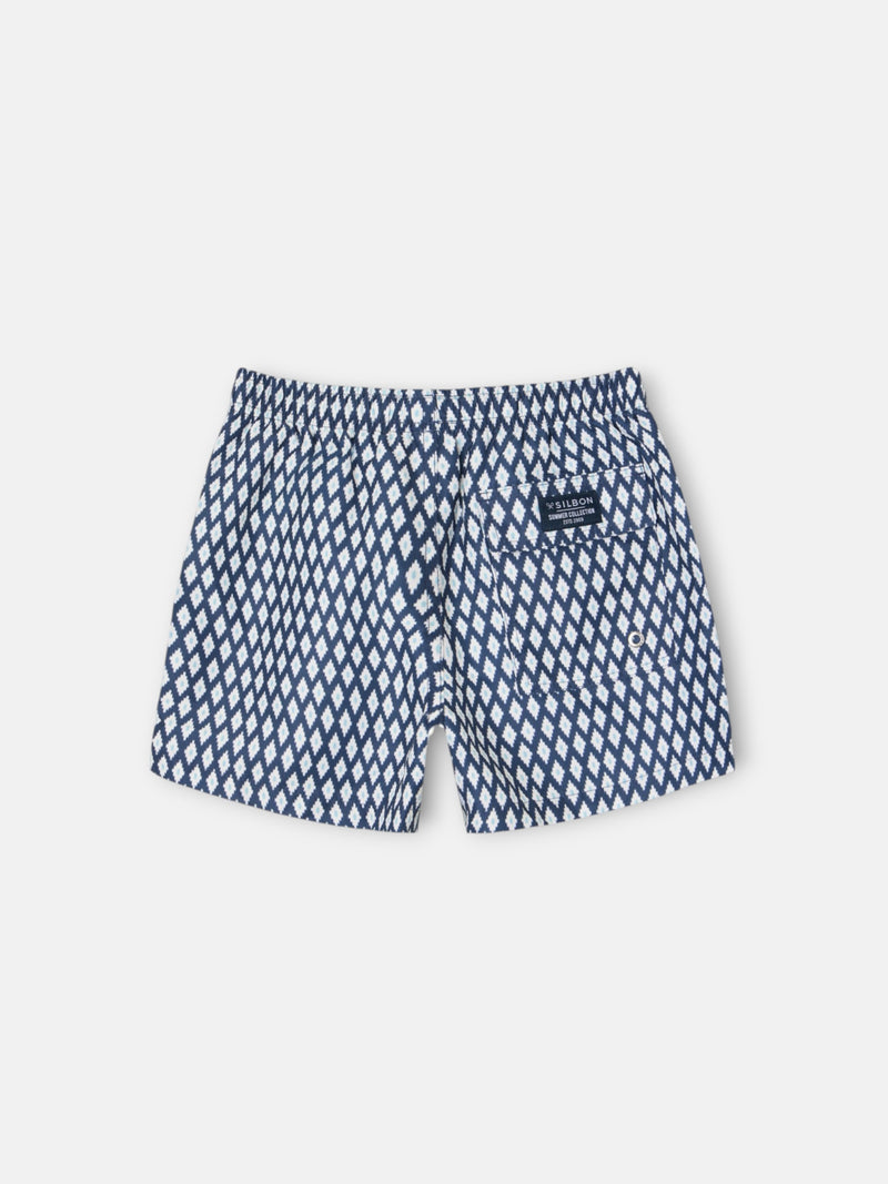 Fato de banho criança mini losangos azul-marinho