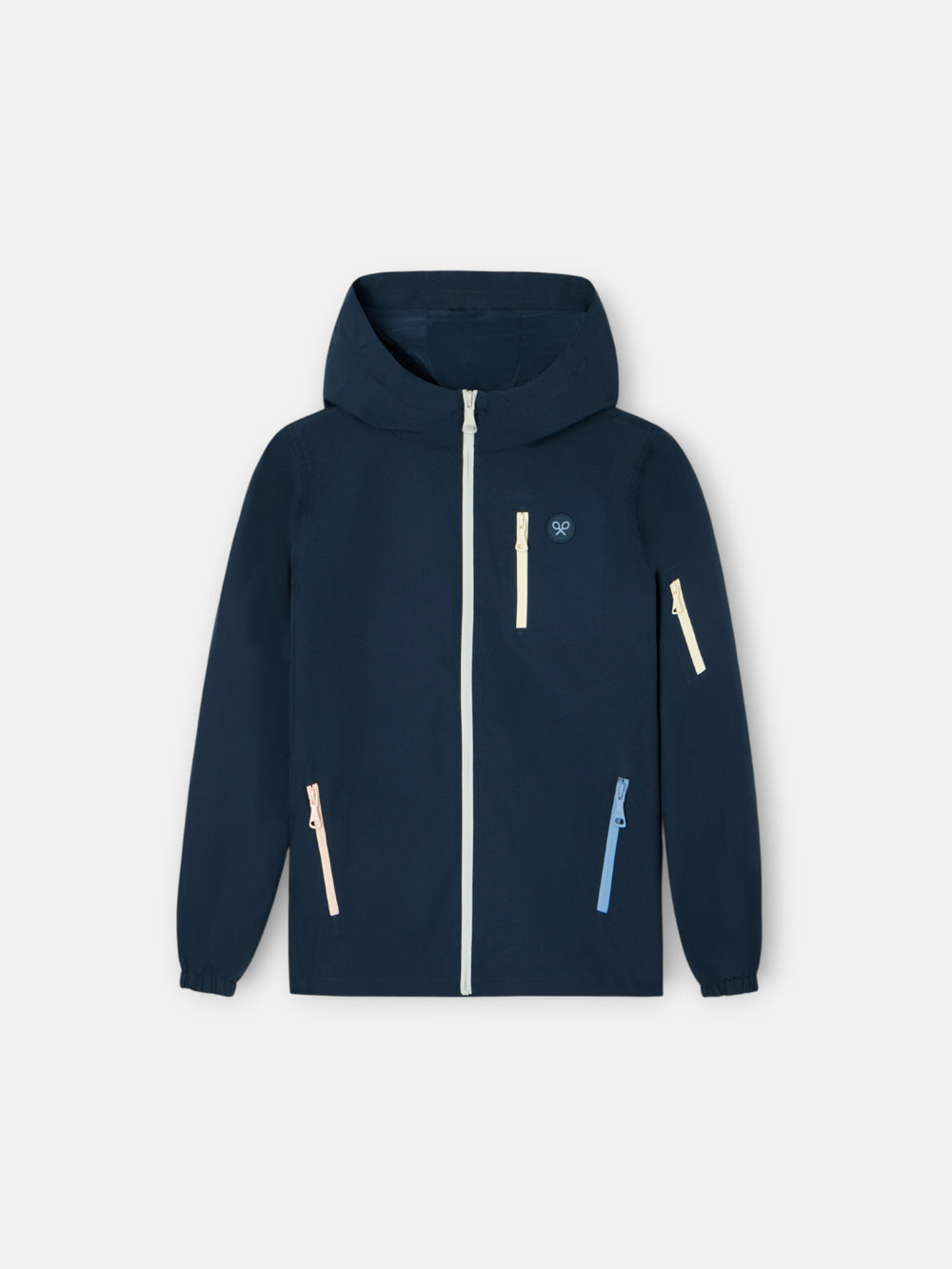 Kids windbreaker with multicolored zipper navy blue