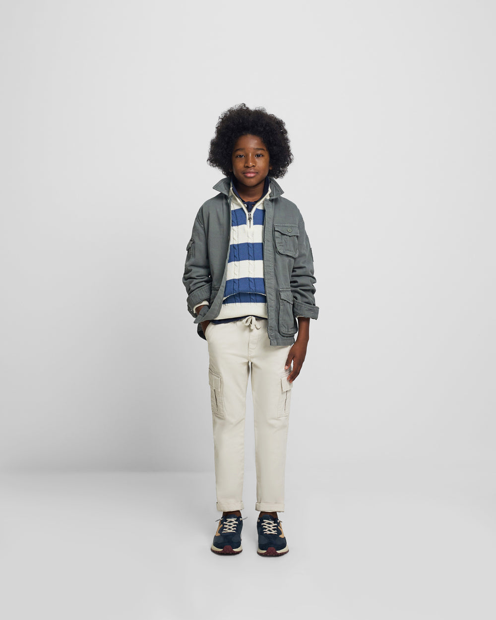 Kids jacket with patch pockets green