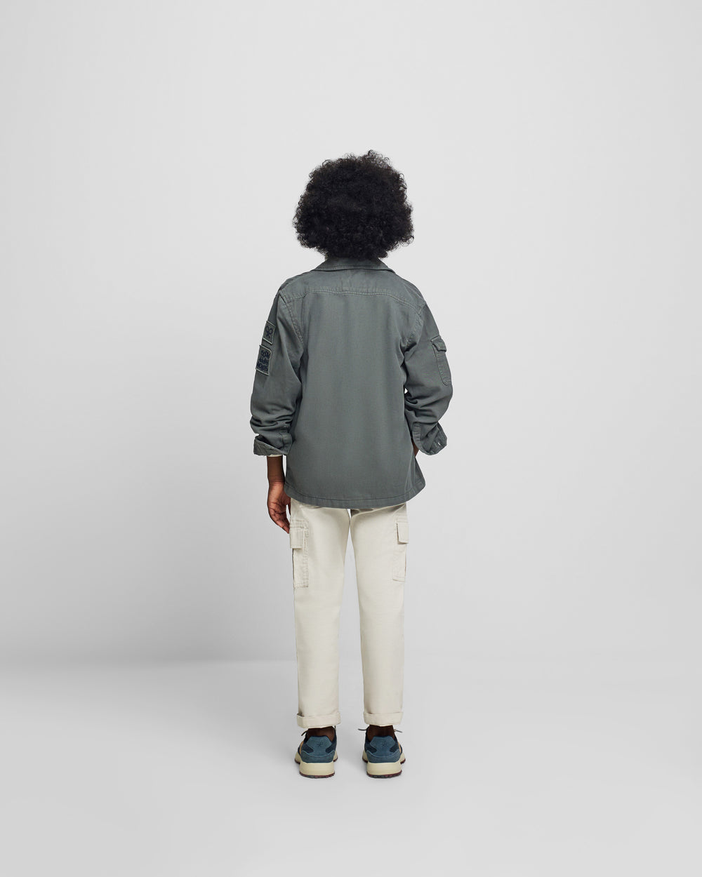 Kids jacket with patch pockets green