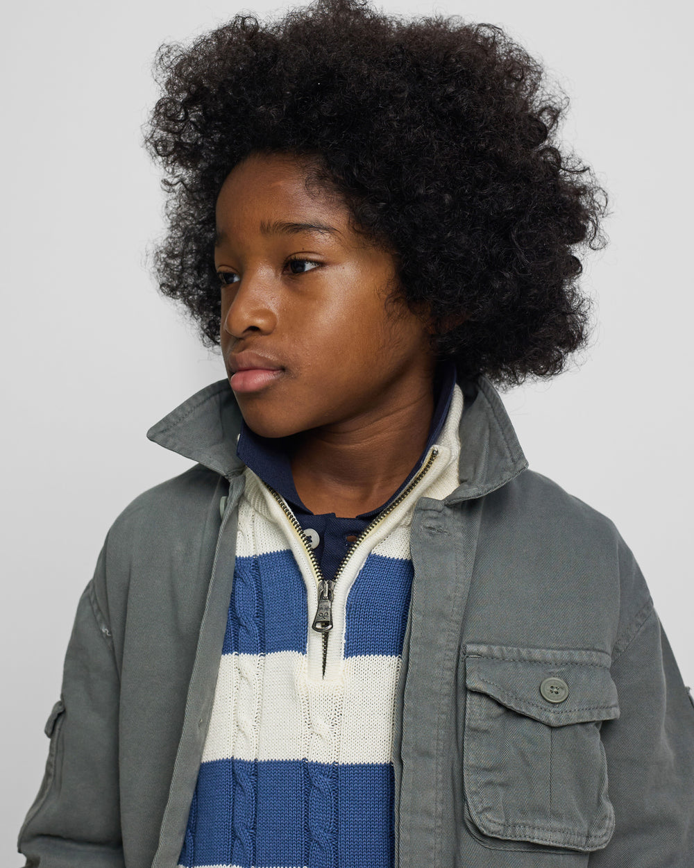 Kids jacket with patch pockets green