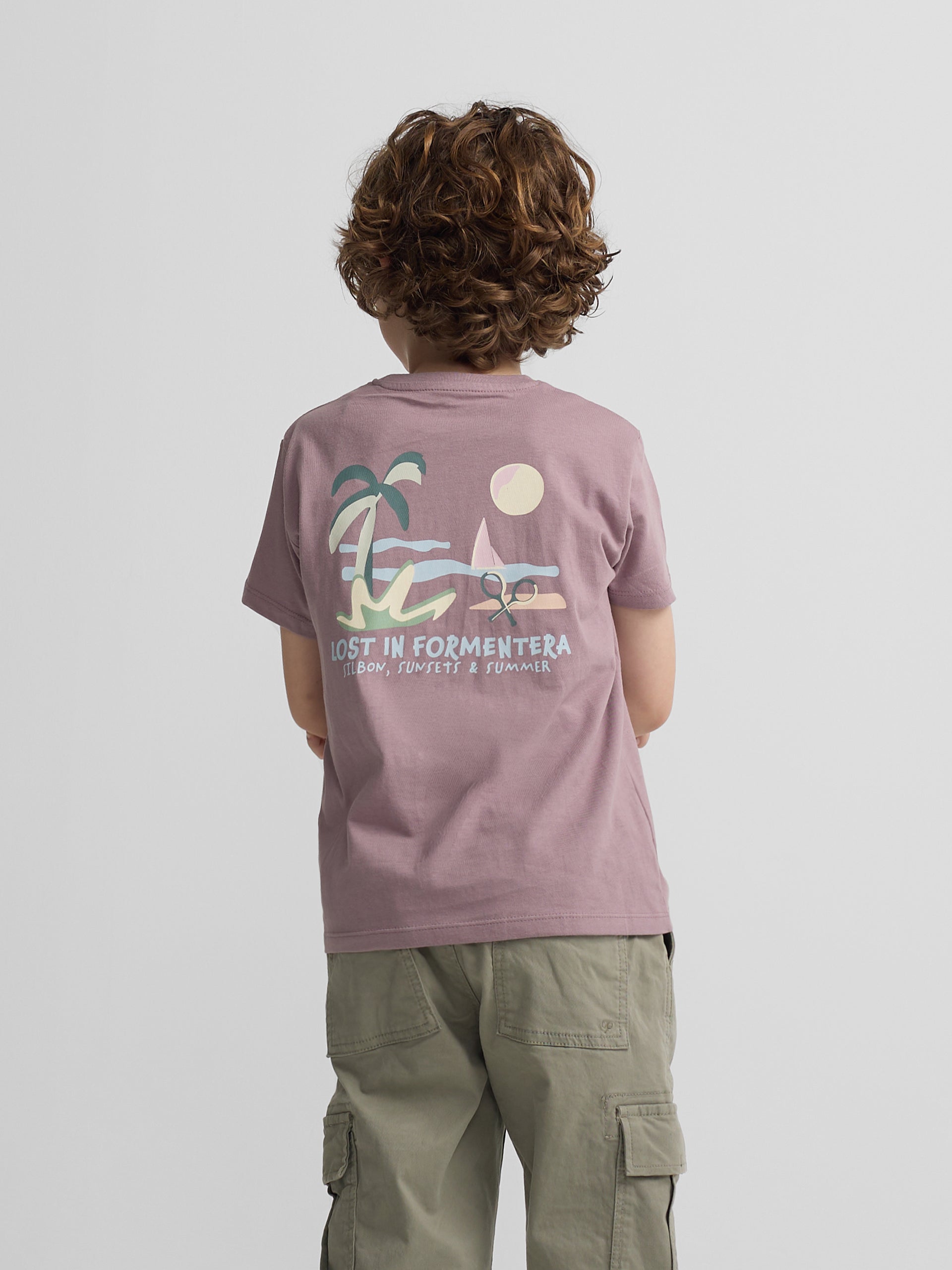 Silbon Formentera kids' burgundy t-shirt
