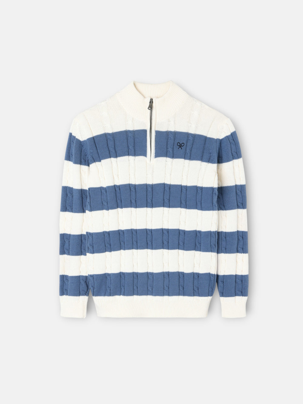 Camisola criança meia-fecho risca azul