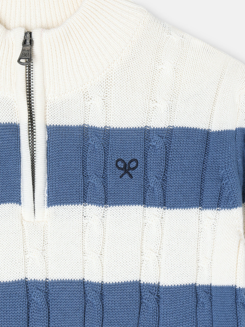 Camisola criança meia-fecho risca azul