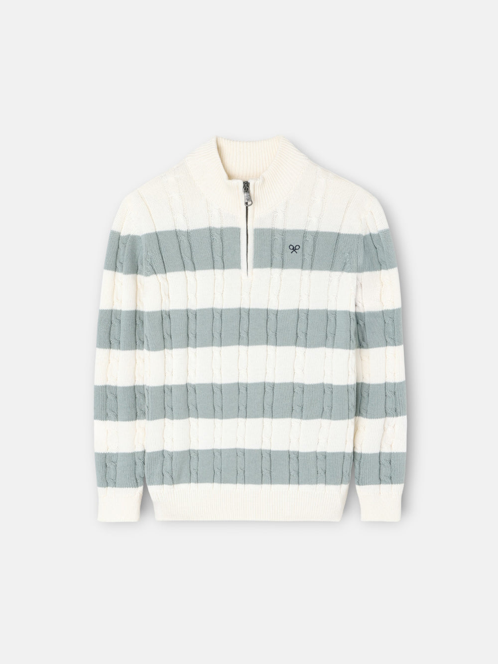 Camisola criança meia fecho risca verde médio