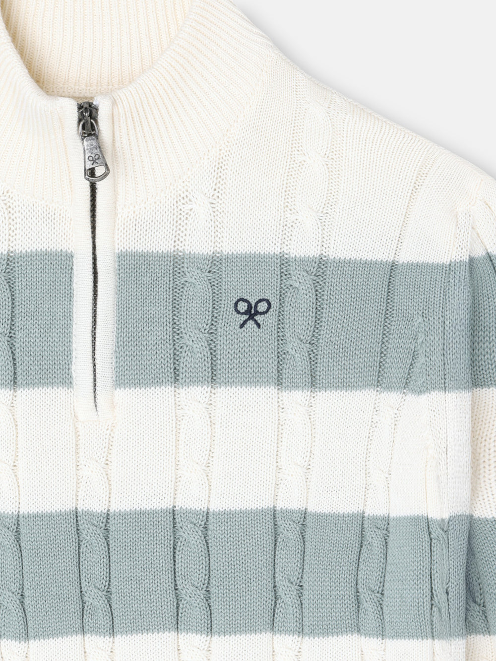 Camisola criança meia fecho risca verde médio