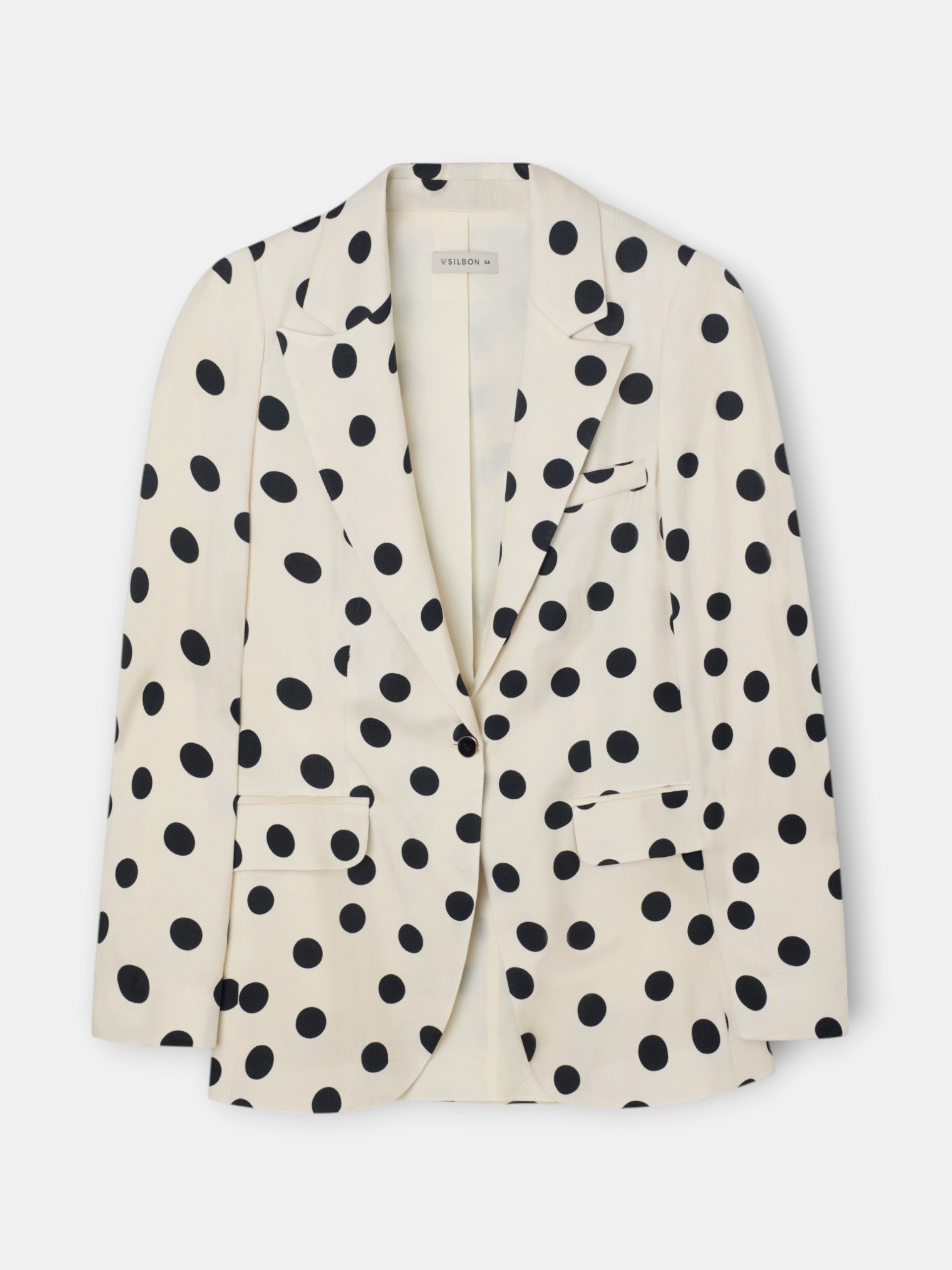 Black polka dot lapel blazer