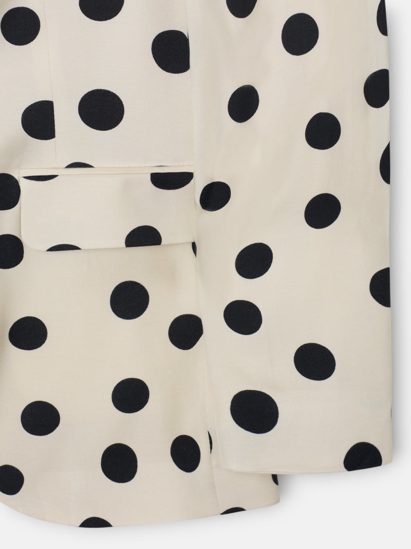 Veste de costume à revers à pois noire