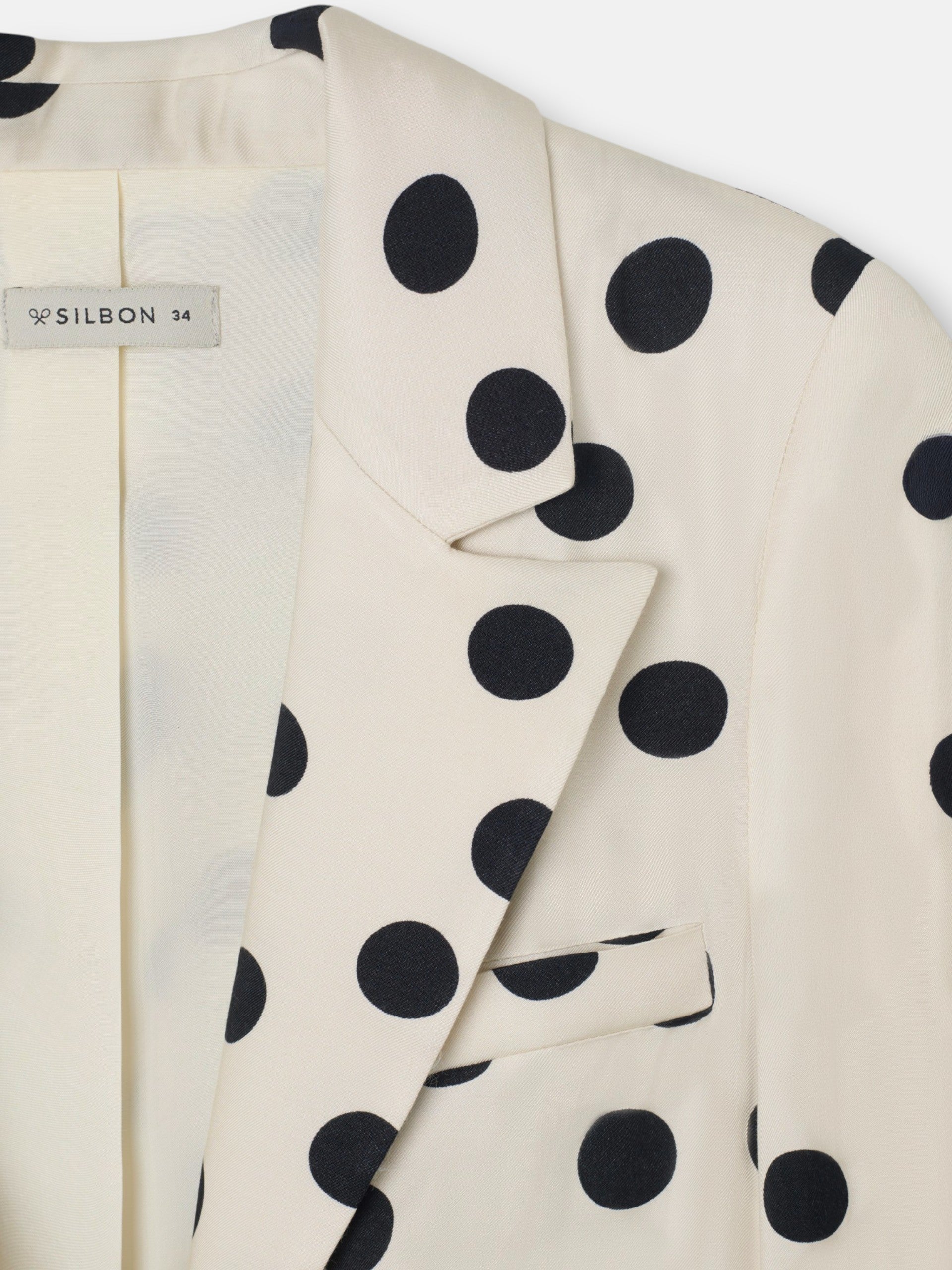 Black polka dot lapel blazer