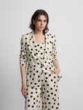 Veste de costume à revers à pois noire