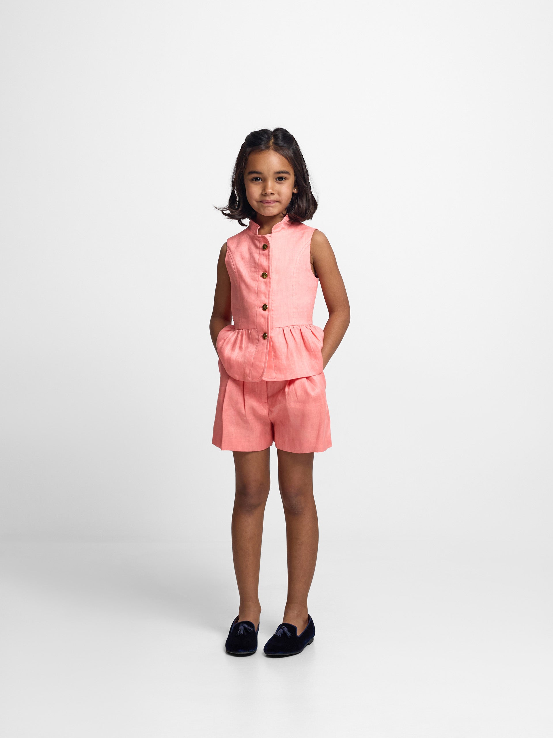 Bermuda de menina linho coral