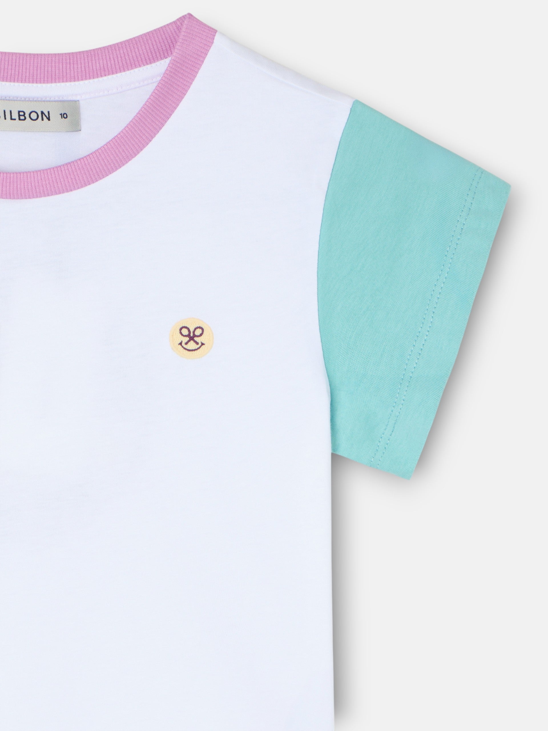 Camiseta girl mangas bicolor blanca