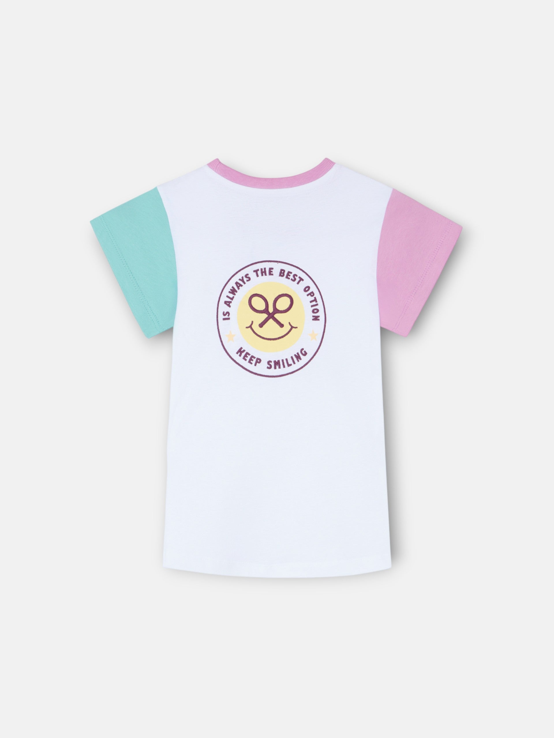 Camiseta girl mangas bicolor blanca