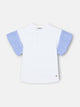 girl's t-shirt with ruffles poplin and stripes white