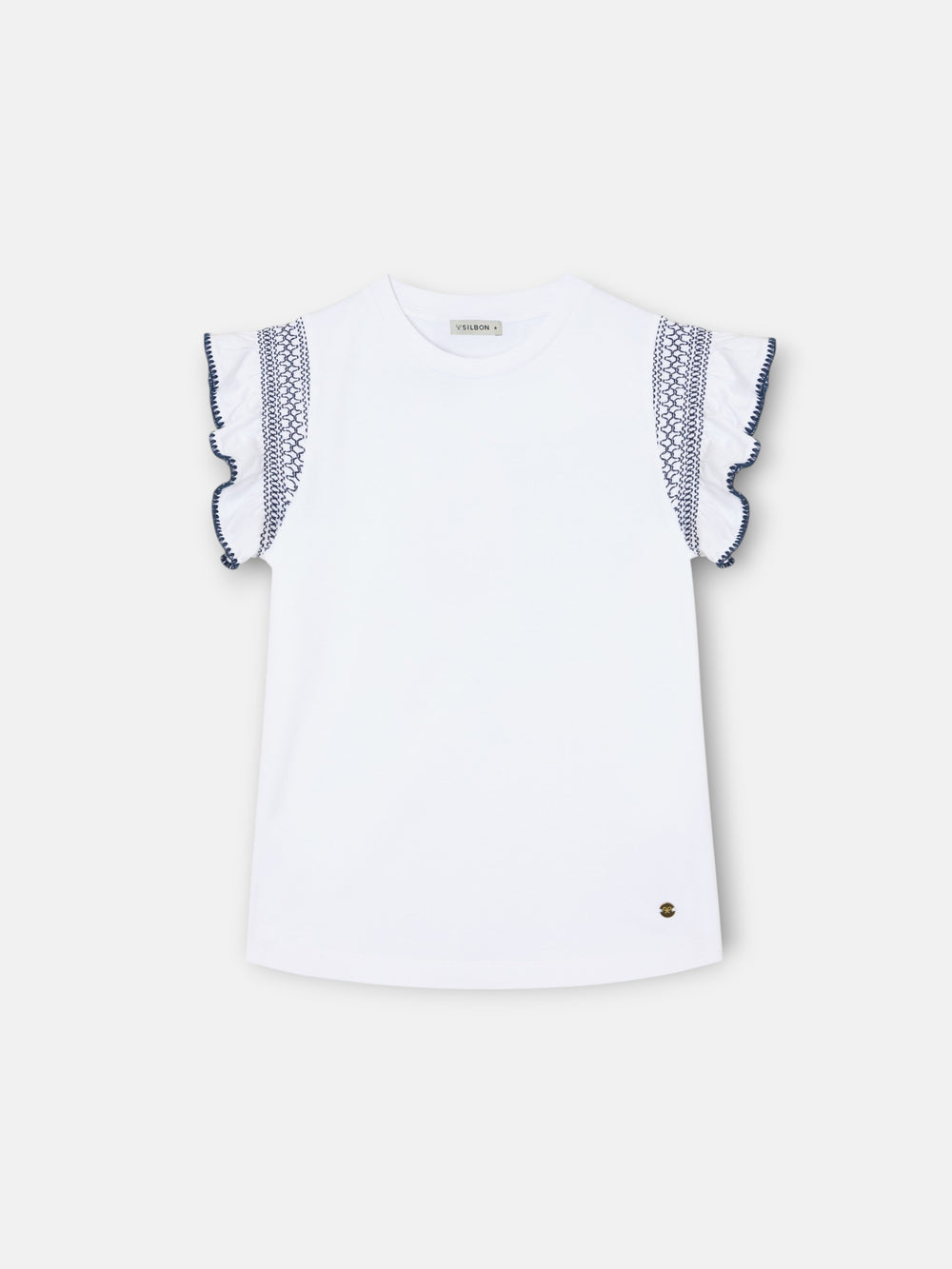 Girl's t-shirt with embroidered sleeves white