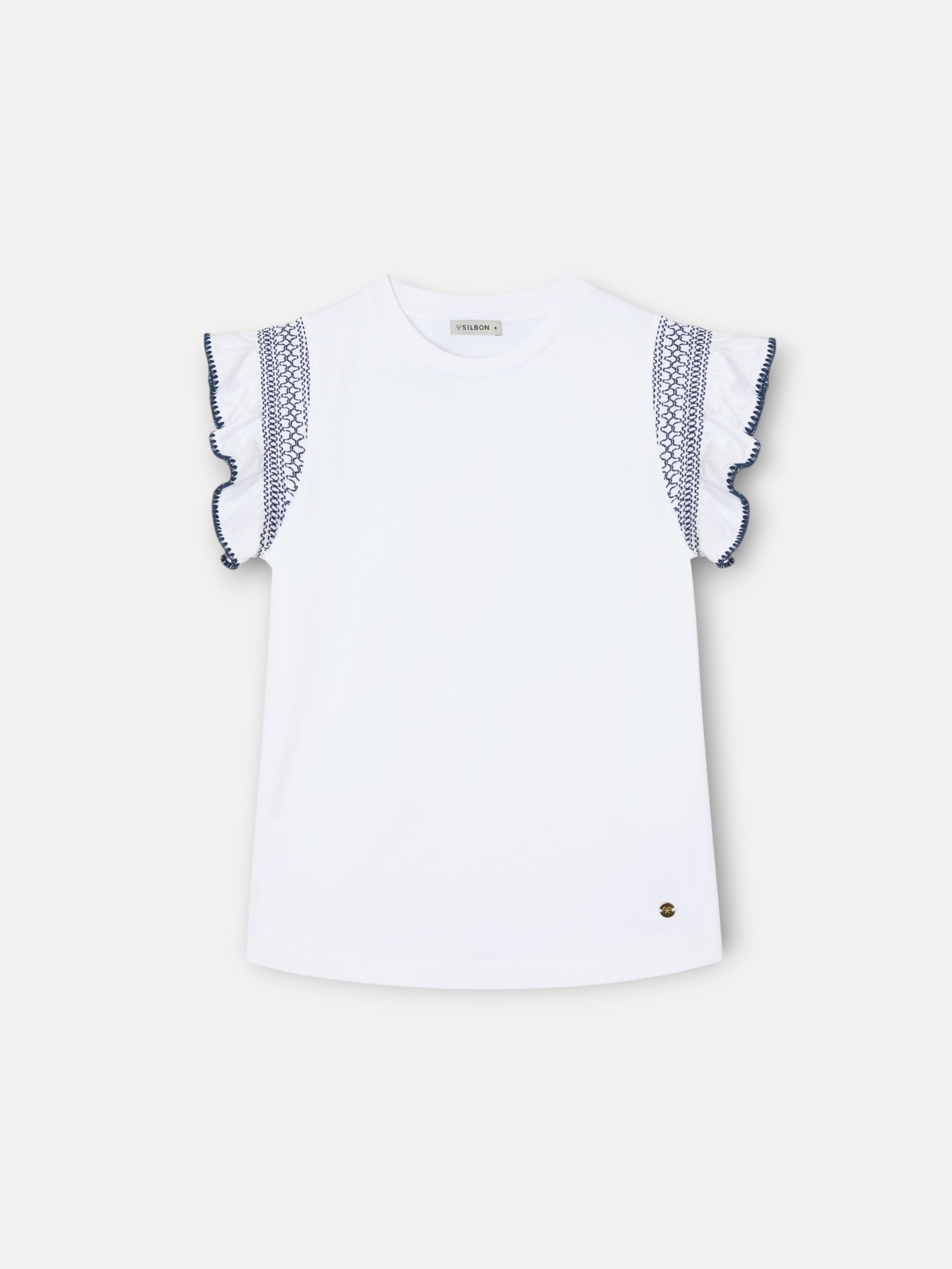 Girl's t-shirt with embroidered sleeves white