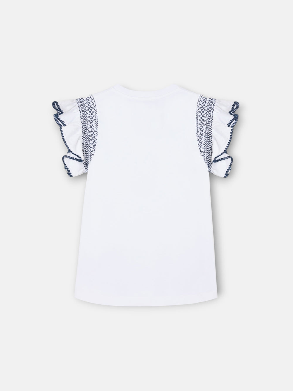 Girl's t-shirt with embroidered sleeves white