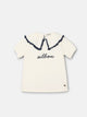 Girl's white Peter Pan collar short sleeve T-shirt