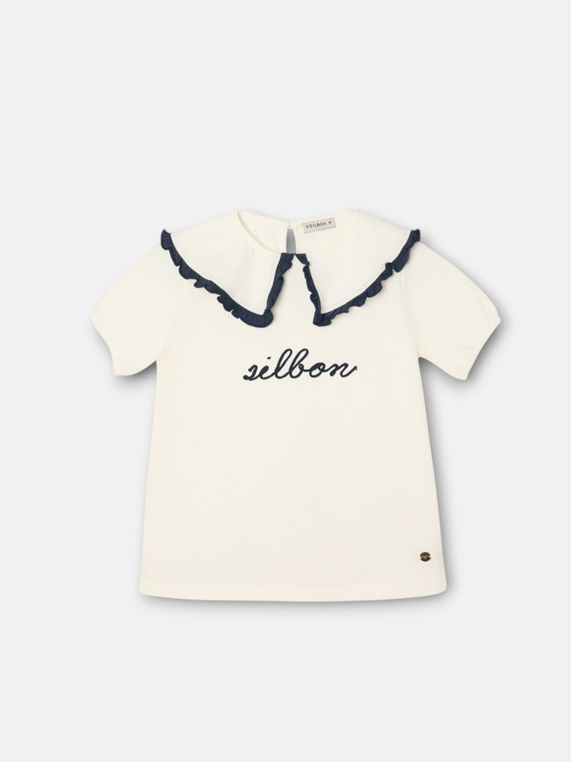 Camiseta girl cuello bobo manga corta blanca