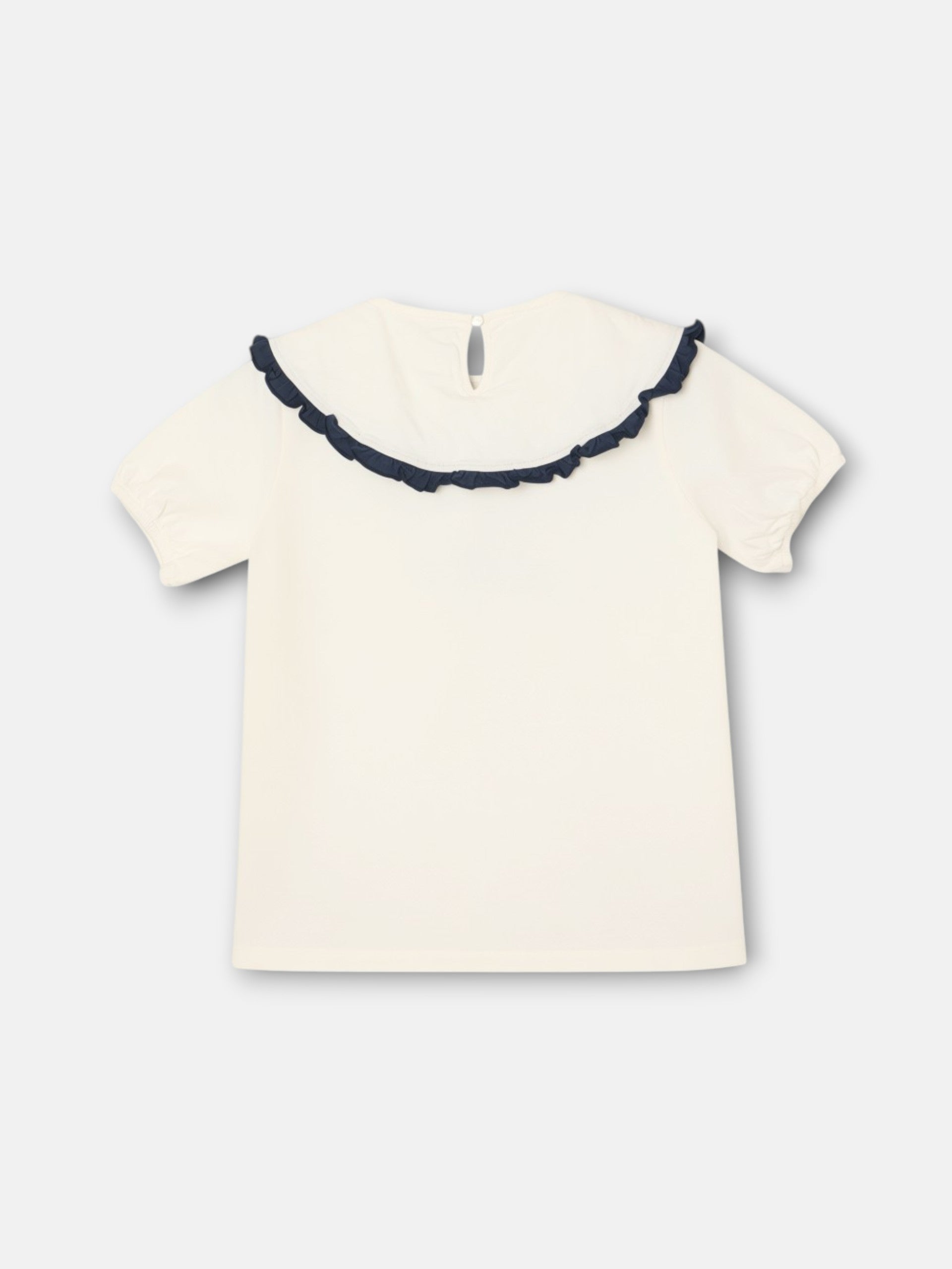 Girl's white Peter Pan collar short sleeve T-shirt