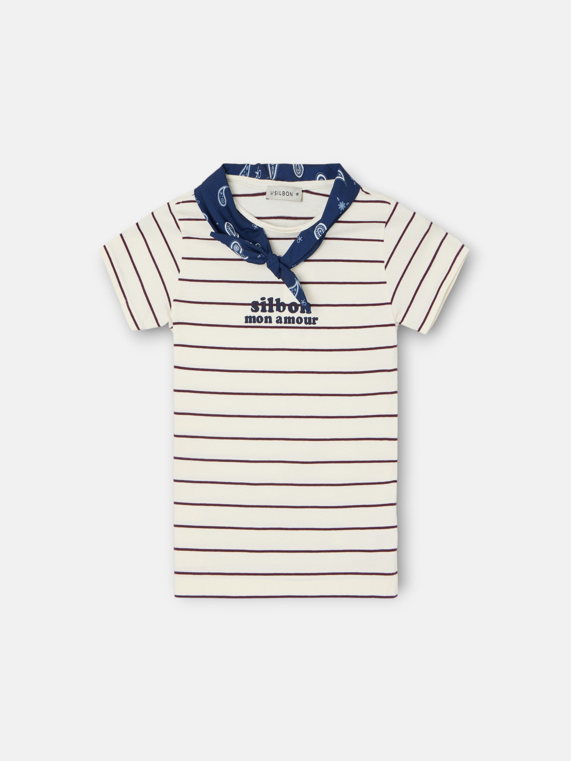 Girl's T-shirt with Silbon bandana appliqué blue