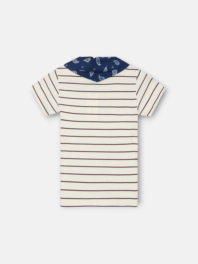 T-shirt menina aplique silbon bandana azul