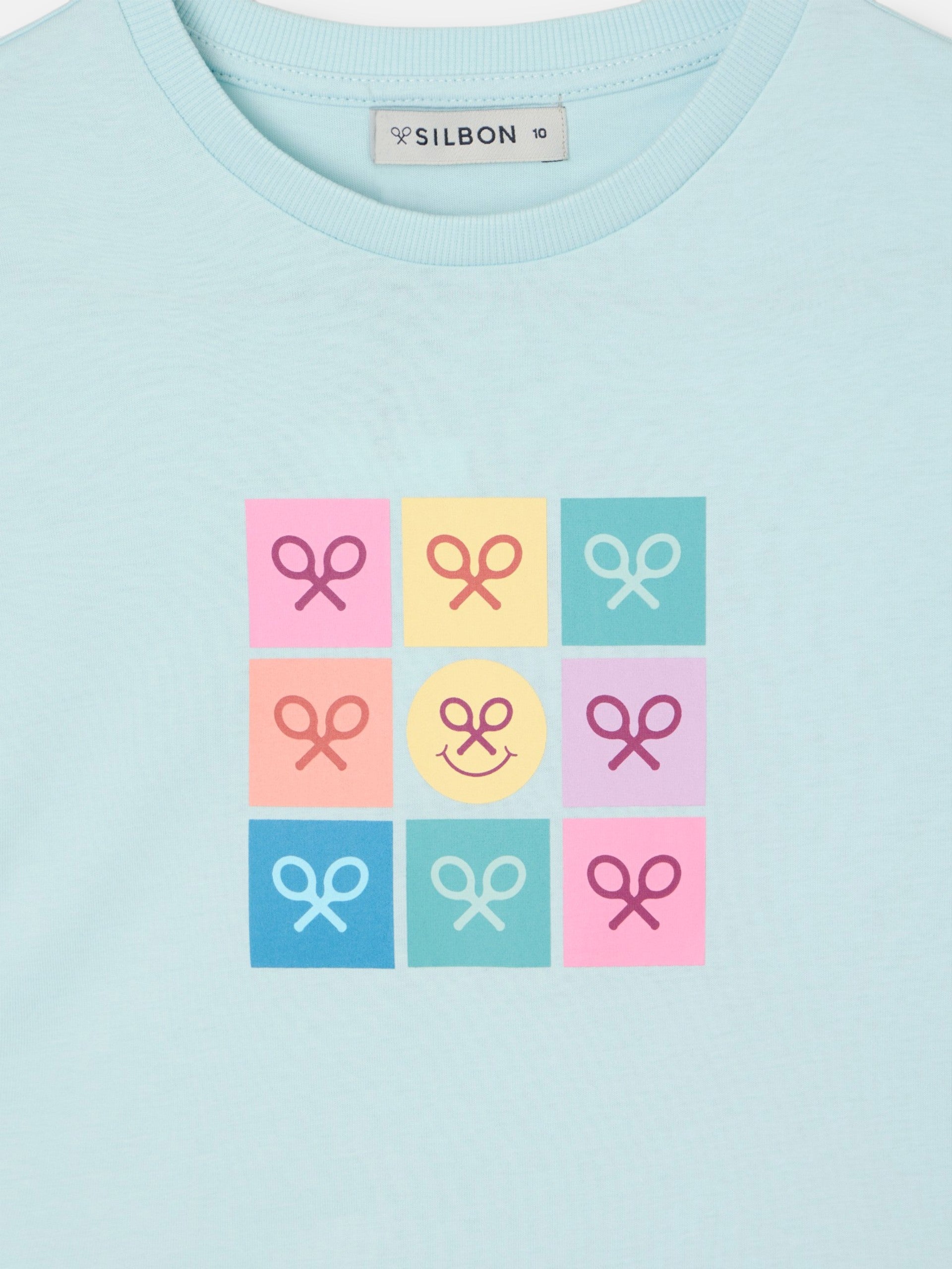 T-shirt menina raquetes multicolor azul